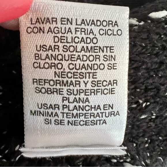 LIZ Claiborne Marled Open Front Cardigan Sweater Black White Grey Pockets L - Picture 12 of 12